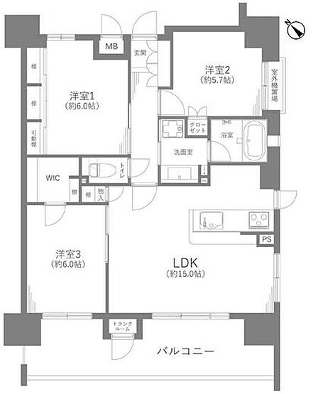 3LDK 間取り