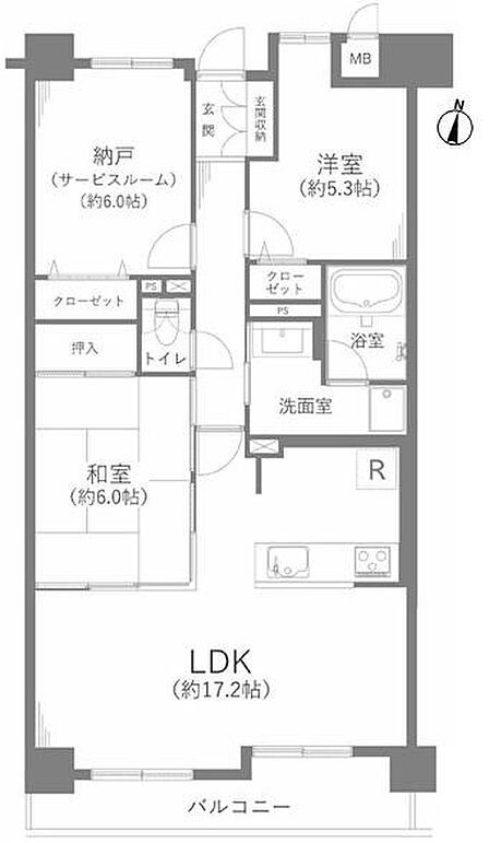 6階部分の3LDK間取り!
