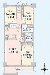 クオス金沢八景レジデンシヤルステージ 3LDKの間取図画像