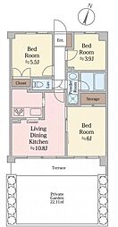 ビューネ綱島東 3LDKの間取図画像