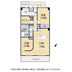 パサージュ彦根 2LDKの間取図画像