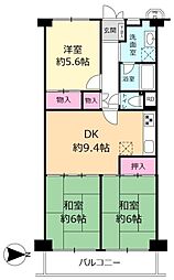 ユニハイム平野 3DKの間取図画像