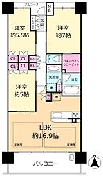 ブランズシティ千里古江台 3LDKの間取図画像