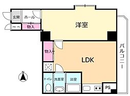 南堀江スカイハイツ 1LDKの間取図画像