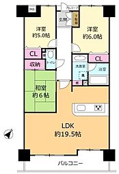 ダイアパレス吹田ウインドヒル 3LDKの間取図画像