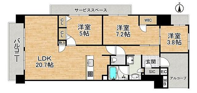 間取り なかもずオールズ・ディアコート 13階/-