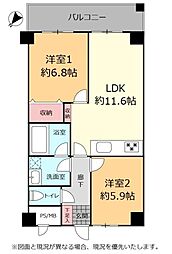 ライオンズマンション市場前 2LDKの間取図画像