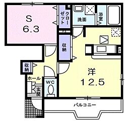 エクセレンテ　パラーシオ 1階ワンルームの間取り