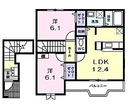 カーサグランデ 2階2LDKの間取り