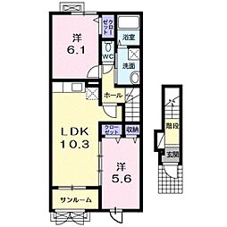 ラポール 2LDKの間取図画像