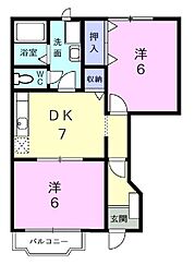 レフィナードパラーシオ 2DKの間取図画像