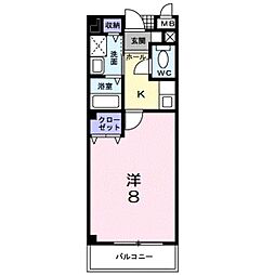 Mパレス 1Kの間取図画像
