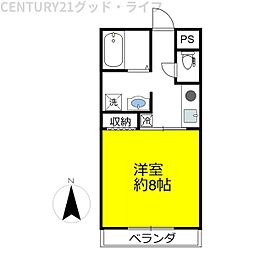コーポ深町 1Kの間取図画像