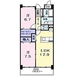 エストヴィラージュ 2LDKの間取図画像