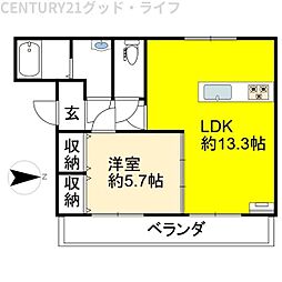 DONNFIUME 1LDKの間取図画像