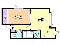 パセオ東光4-1 1LDKの間取図画像