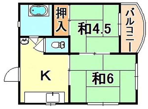 兵庫県神戸市中央区中山手通１丁目(賃貸マンション2DK・6階・34.32㎡)の写真 その2