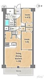 マンハイム五条 2LDKの間取図画像
