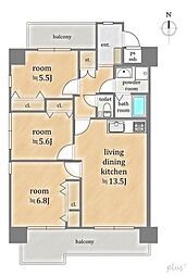 ルシエル西ノ京御池 3LDKの間取図画像