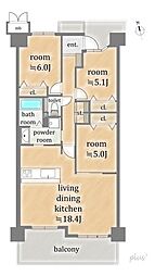 サンシティ西京極みどりの街壱番館 3LDKの間取図画像