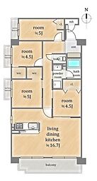 レックスシティ京都西院 4LDKの間取図画像