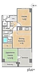 パークテラス西京極 2DKの間取図画像