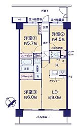ダイアパレスソレアル町田 3LDKの間取図画像