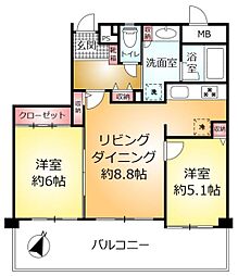 ヴェラハイツ松戸 2LDKの間取図画像