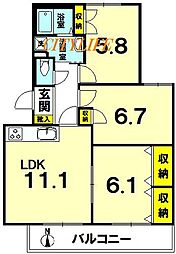 京都ロジュマン島町B棟 3LDKの間取図画像