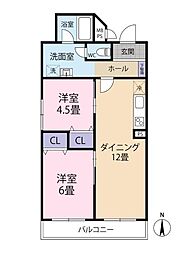 白川セントラルハイツ 2LDKの間取図画像