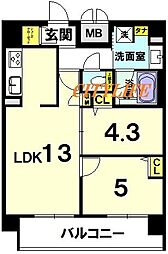 京都市上京区長門町マンション 2LDKの間取図画像