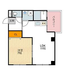 大成マンション 1LDKの間取図画像