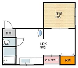 クレール・ド・長居 1LDKの間取図画像
