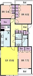 モンテベルデ代々木上原 3LDKの間取図画像