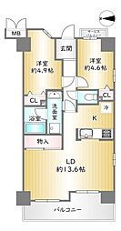 ディオ・フェルティ京都烏丸東 2LDKの間取図画像