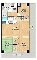 万葉ハイツ舞子 3LDKの間取図画像