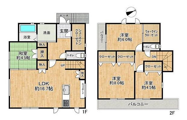 間取り 垂水区つつじが丘6丁目　B号棟　新築戸建