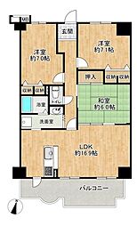 サンシティ朝霧 3LDKの間取図画像