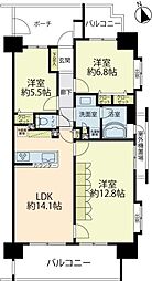 リステージ茅ヶ崎ツインマークスイーストエア 3LDKの間取図画像