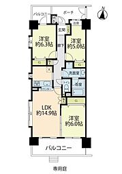 グレイス茅ヶ崎中海岸 3LDKの間取図画像