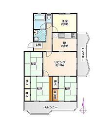 宝塚安倉第1団地4号棟 4LDKの間取図画像
