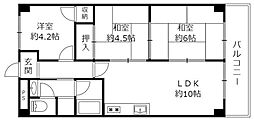 ローベルジーヌ野洲 3LDKの間取図画像