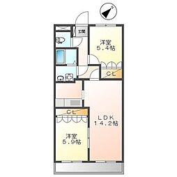 サンクレール3 2LDKの間取図画像