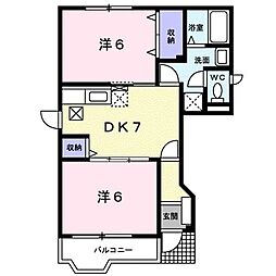 ブロッサム 2DKの間取図画像