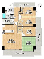 エンゼルハイムリバーサイド高槻 4LDKの間取図画像