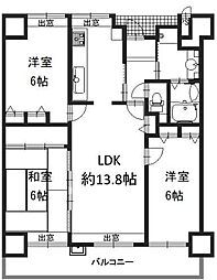 ふぁみーゆ寝屋川セントラルパークC棟 3LDKの間取図画像