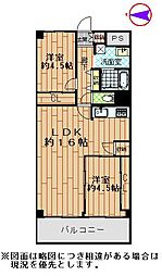 コープ野村四条 2LDKの間取図画像