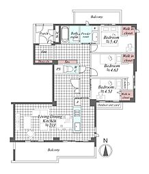 白鷹甲子園マンションA棟 3LDKの間取図画像