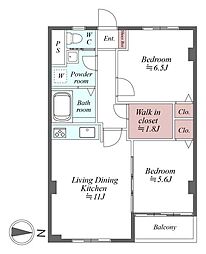 甲子園第6コーポラス 2LDKの間取図画像