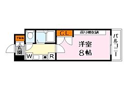 ワイズレジデンス南草津 1Kの間取図画像